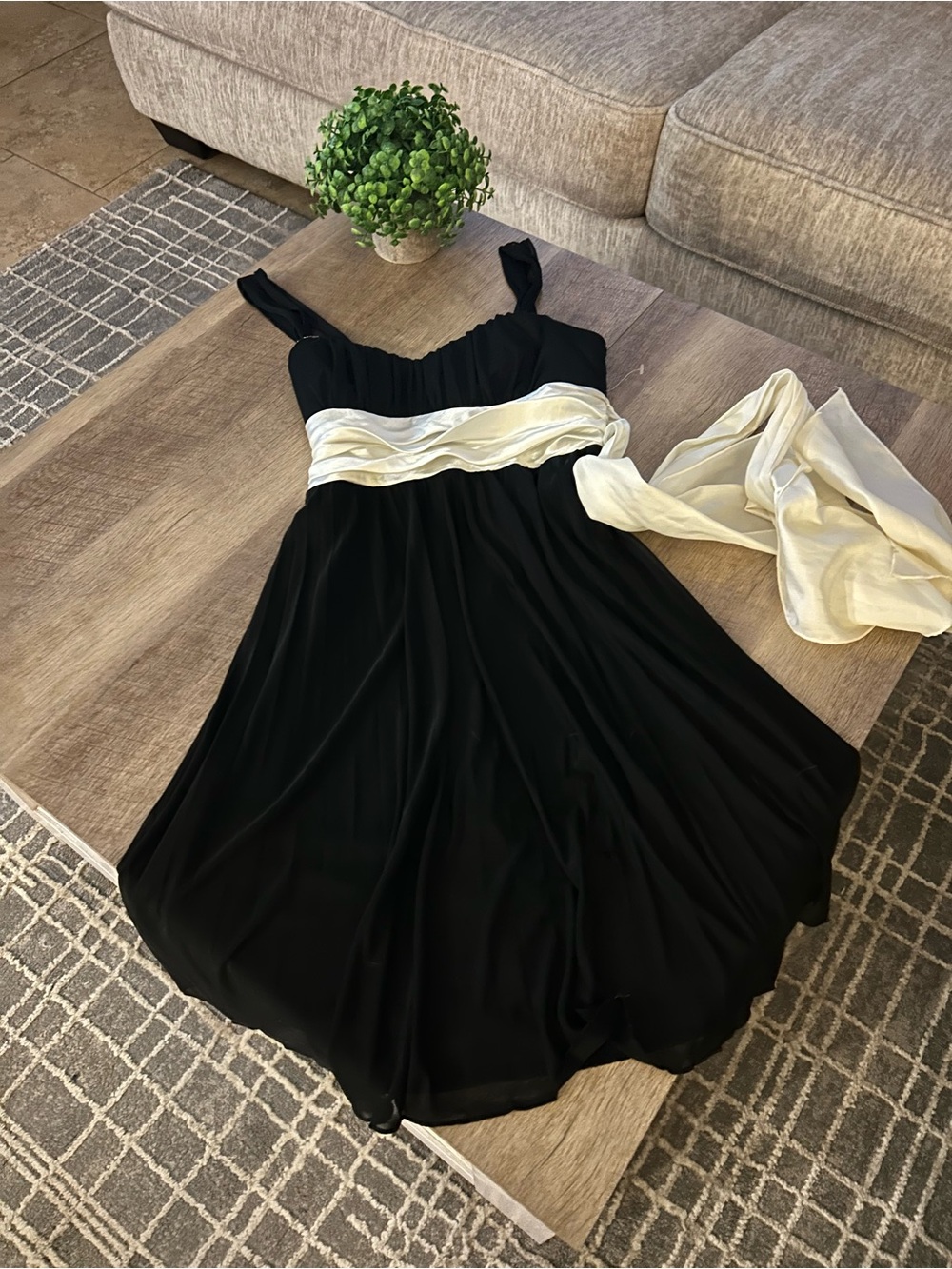 Trixxi Black Dress with Cream Sash